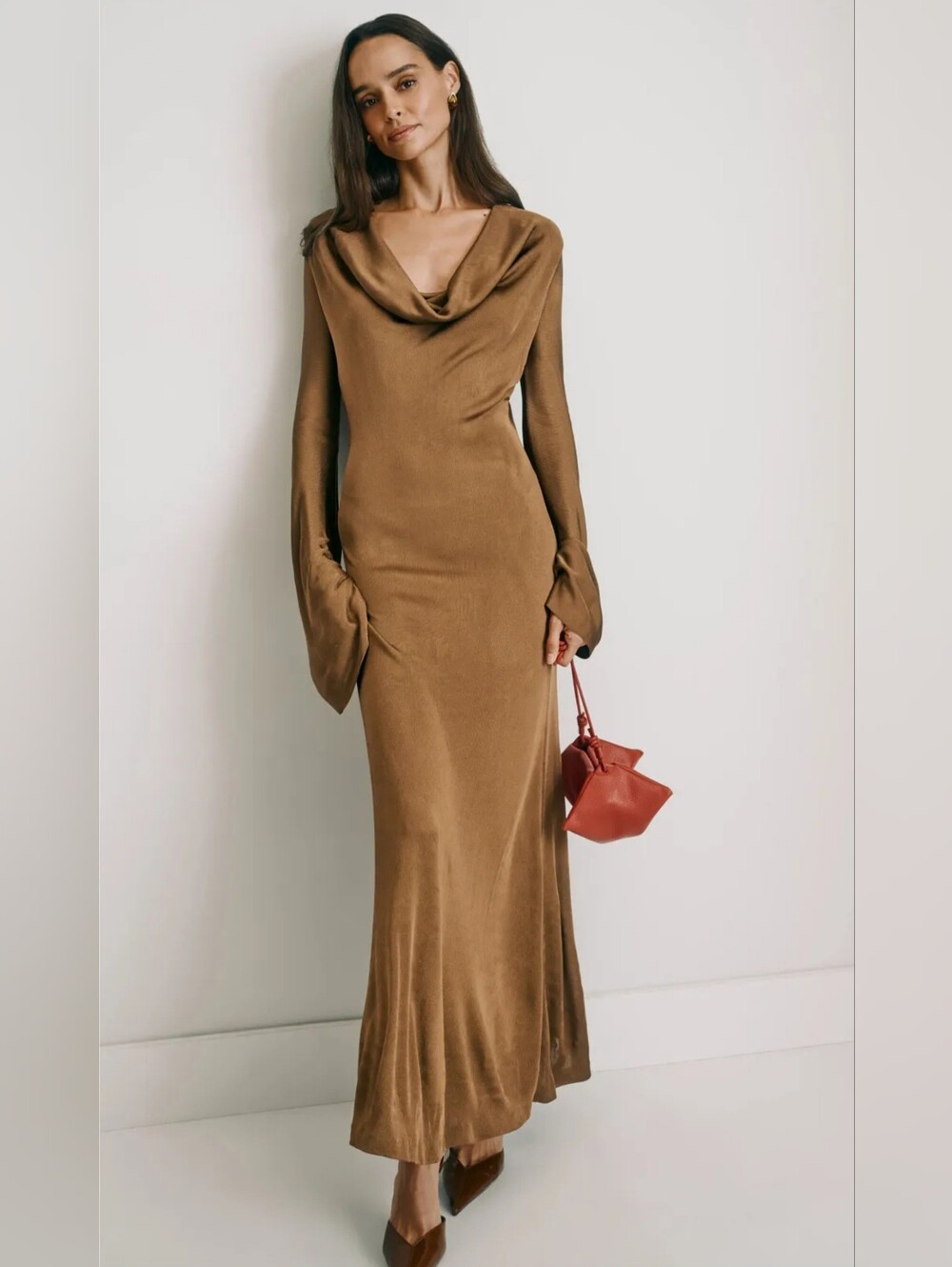 Altuzarra Brown Cowl-Neck Milda Maxi Dress Women Size S